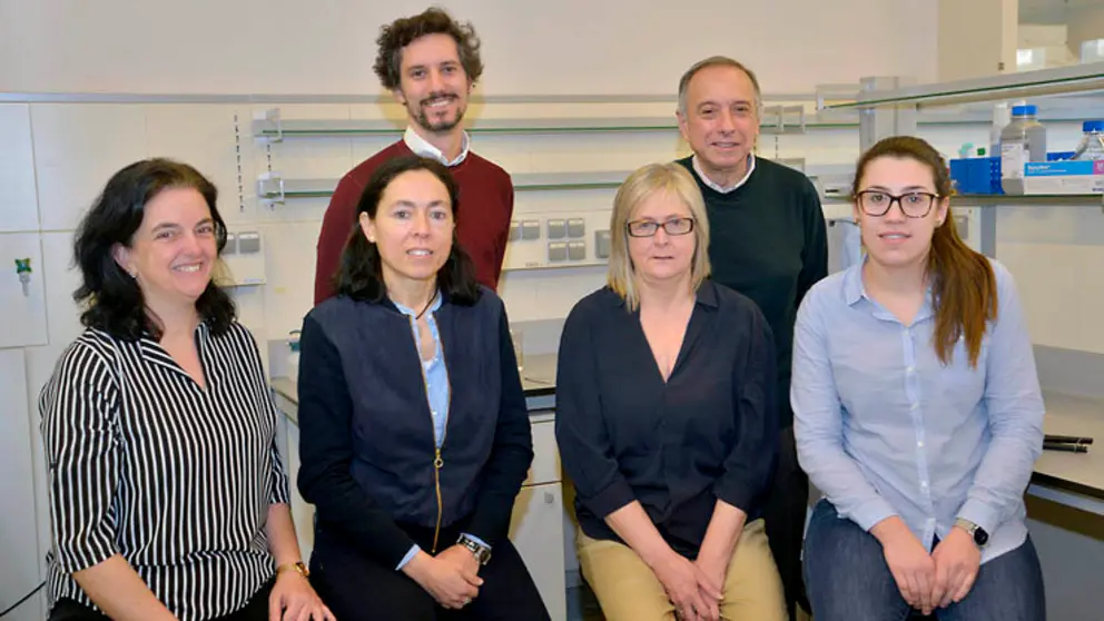 Equipo de Hbeyond-USC: sentados,
de esquerda a dereita: Susana Torrente, Carmen &Aacute;lvarez-Lorenzo, Soledad
Anguiano e Andrea L&oacute;pez. De p&eacute;, de esquerda a dereita: Manuel Figueroa
e &Aacute;ngel Concheiro.