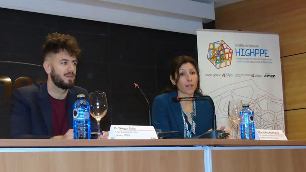 Diego Al&eacute;n, coordinador de I+D+i en Grupo Copo y Elena Rodr&iacute;guez, coordinadora del &Aacute;rea de Materiales Avanzados de AIMEN.