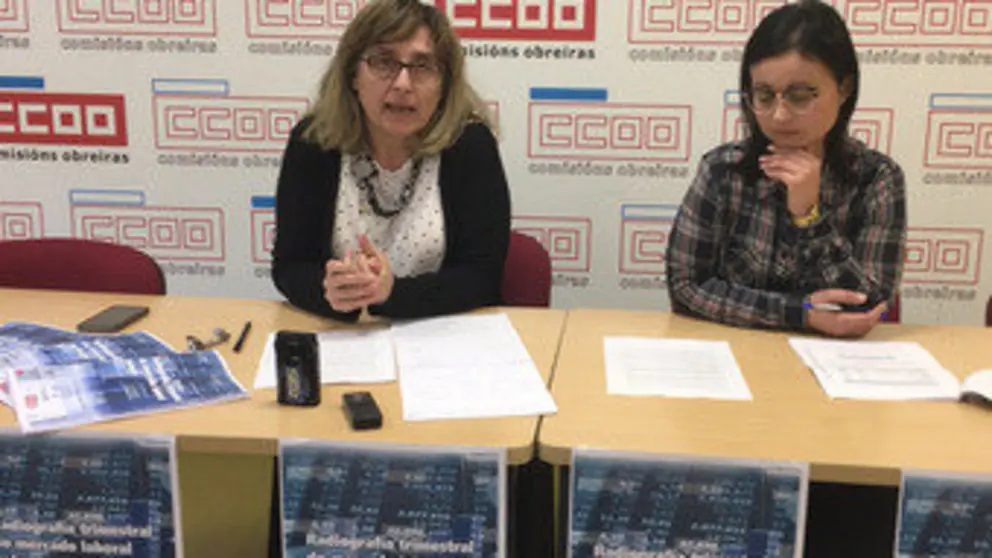 Maica Bouza, secretaria de Emprego e Previsi&oacute;n Social, e Silvia Parga, economista de CCOO.