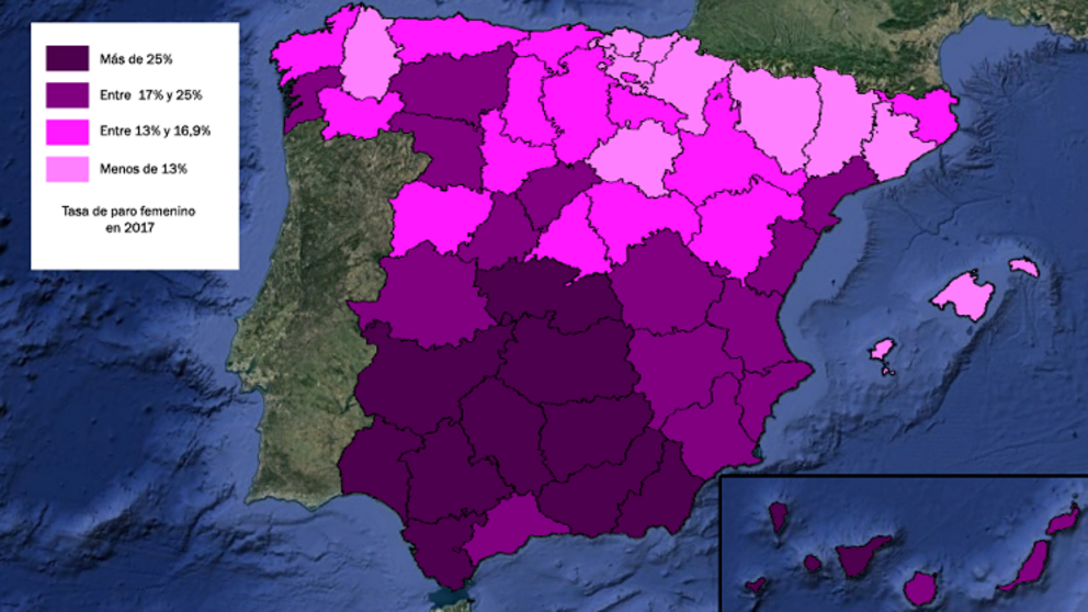 Tasa de paro femenino en 2017.
