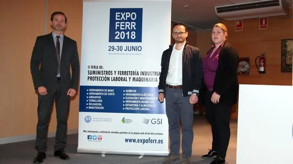 Ricardo Dur&aacute;n, Santiago Souza y Mar&iacute;a Campos en la presentaci&oacute;n de II Expoferr.