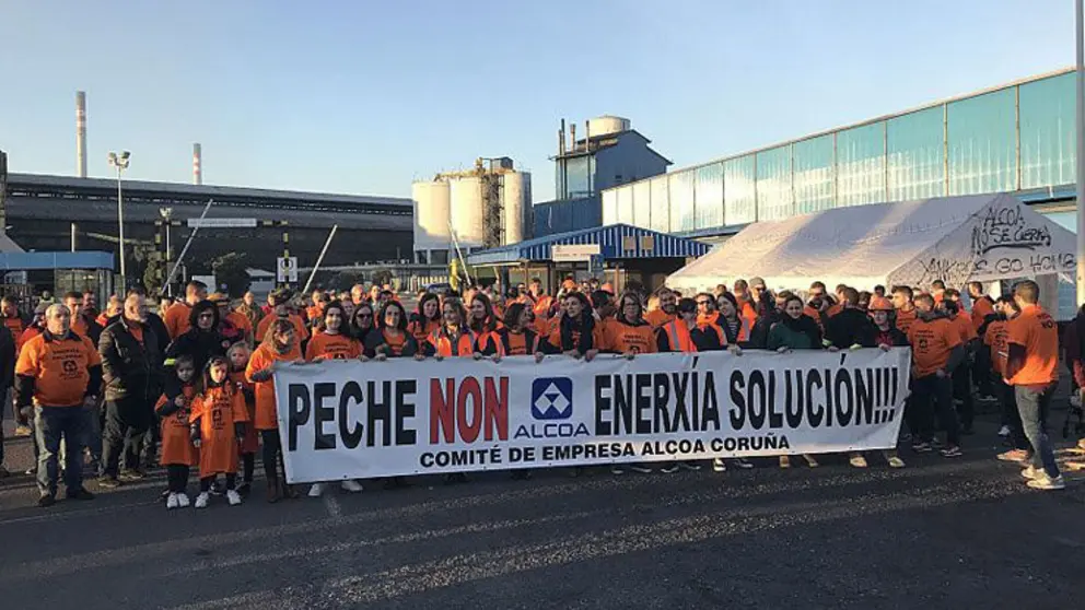 Protesta dos traballadores de Alcoa A Coru&ntilde;a./CIG.