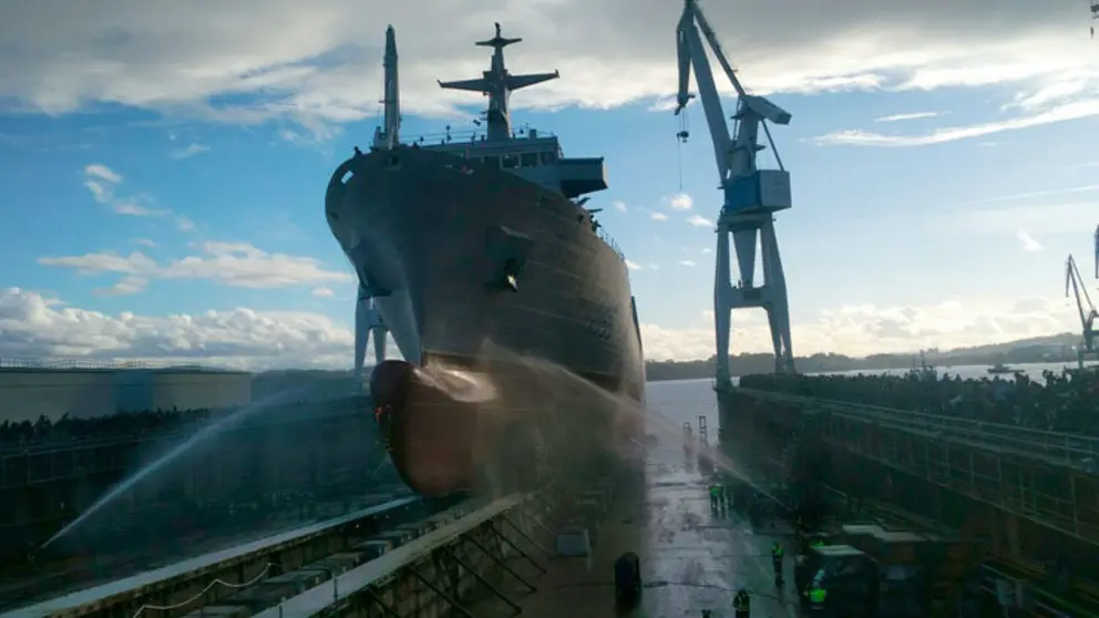 Botadura del buque AOR en los astilleros de Ferrol./NAVANTIA.