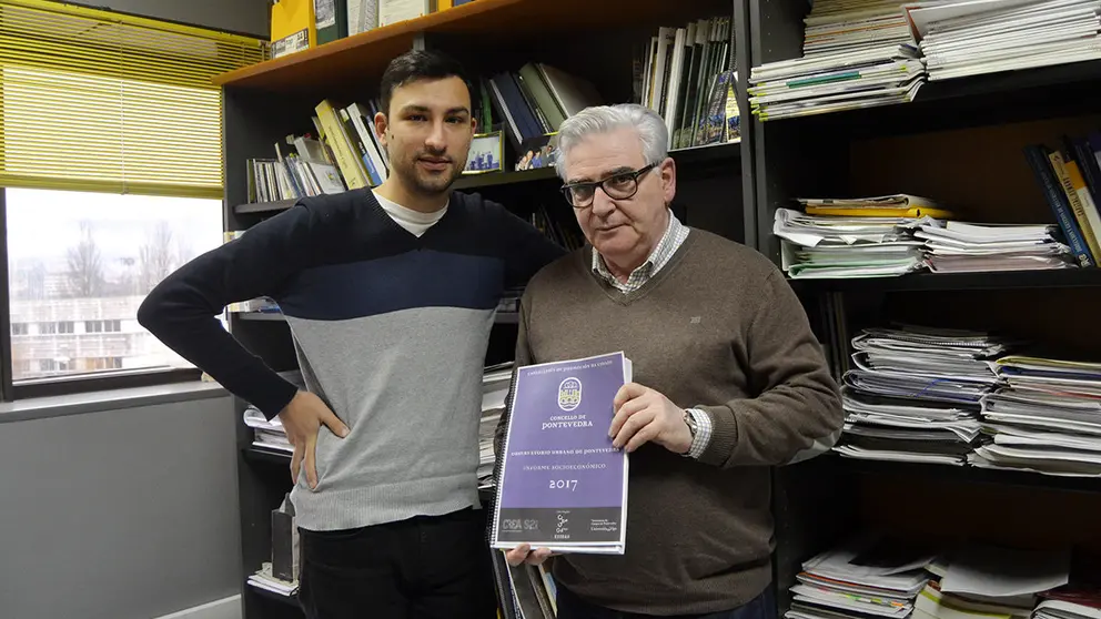 Daniel Gallego e Pedro Figueroa, coordinadores do informe do Observatorio Urbano de Pontevedra./DUVI.