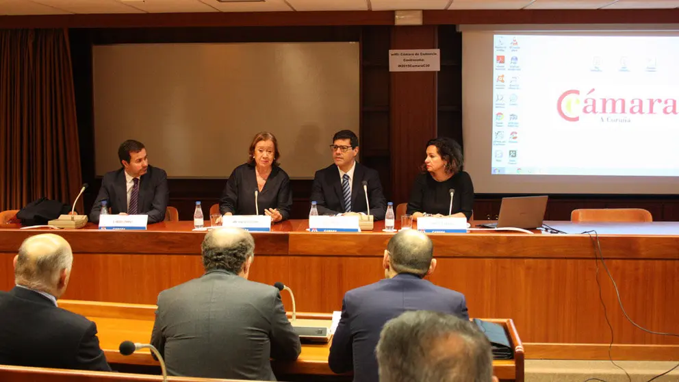 Miguel Primaz, Ana Agras, Eurico Brilhante y Elsa Castro, en la jornada celebrada en la C&aacute;mara de A Coru&ntilde;a.