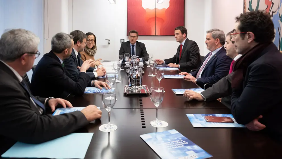 O presidente da Xunta, Alberto N&uacute;&ntilde;ez Feij&oacute;o, re&uacute;nese con membros do Consello Galego de Enxe&ntilde;er&iacute;as (CGES). Despacho do presidente, San Caetano. Santiago de Compostela, 21 de febreiro de 2019