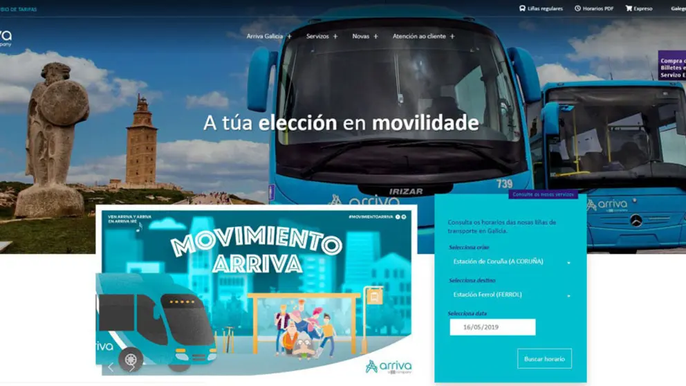 Web de Arriva Galicia.