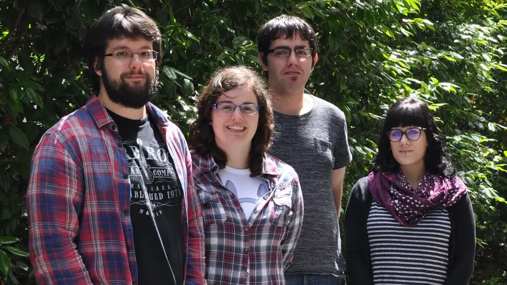 Equipo de MycoGalicia De esq. a drta Hugo Fern&aacute;ndez, Mar&iacute;a Cabaleiro, Andr&eacute;s Cordeiro e Paula Est&eacute;vez.