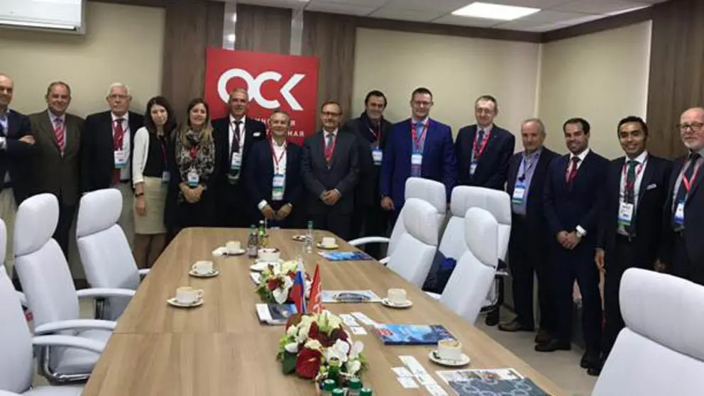 Representantes de Asime con los principales dirigentes de OCK, principal organizaci&oacute;n naval rusa.