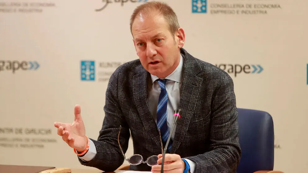 Juan Cividanes, director del Igape, en la rueda de prensa.