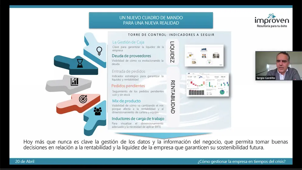Una imagen del webinar organizado por Improven junto al C&iacute;rculo de Empresarios de Galicia.