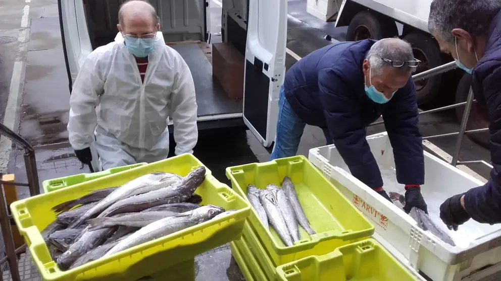 Pescado descargado en el puerto de Vigo que se donar&aacute; al Banco de Alimentos de Pontevedra.