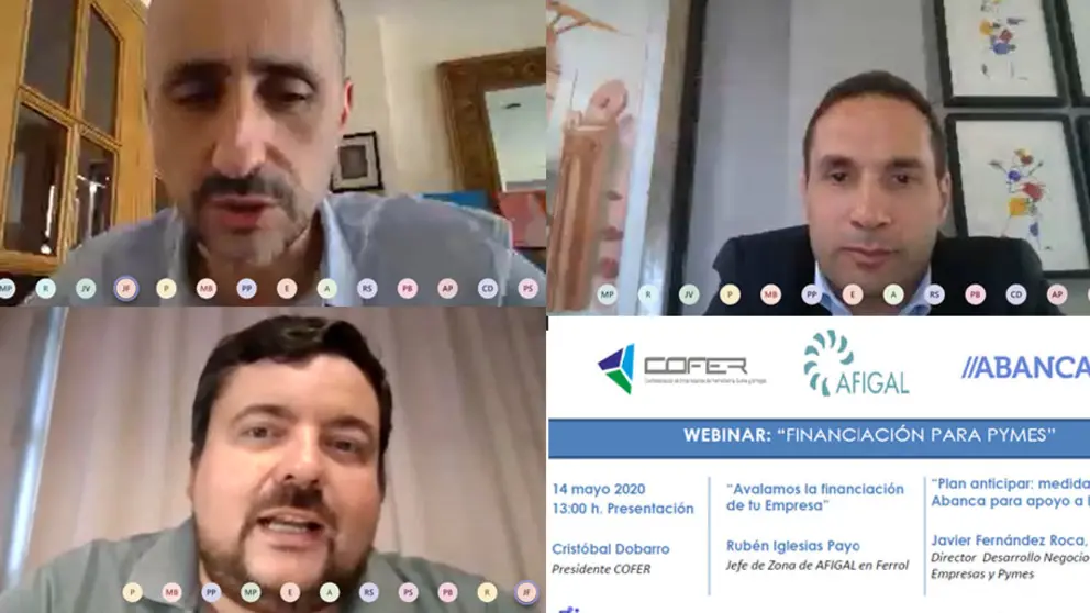 Rub&eacute;n Iglesias, Javier Fern&aacute;ndez, y Cristobal Dobarro, en un momento del webinar.