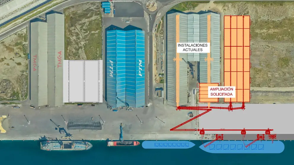 Proyecto de ampliaci&oacute;n de las naves de Galigrain en el Puerto Exterior de A Coru&ntilde;a.