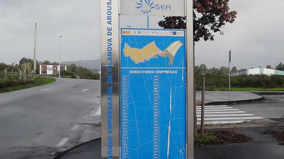 Entrada al pol&iacute;gono industrial de Vilanova de Arousa, que gestiona SEA.