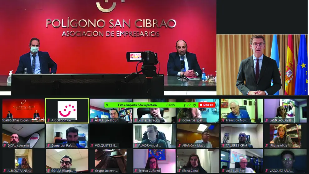 Un momento de la asamblea online de la Asociaci&oacute;n de Empresarios del Pol&iacute;gono de San Cibrao.