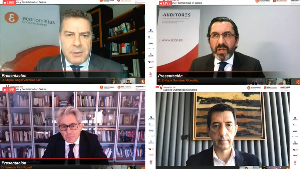 V&aacute;zquez Ta&iacute;n, Pich, Gonz&aacute;lez y Dom&eacute;nech en la apertura de las V Jornadas de Auditor&iacute;a y Contabilidad de Galicia.