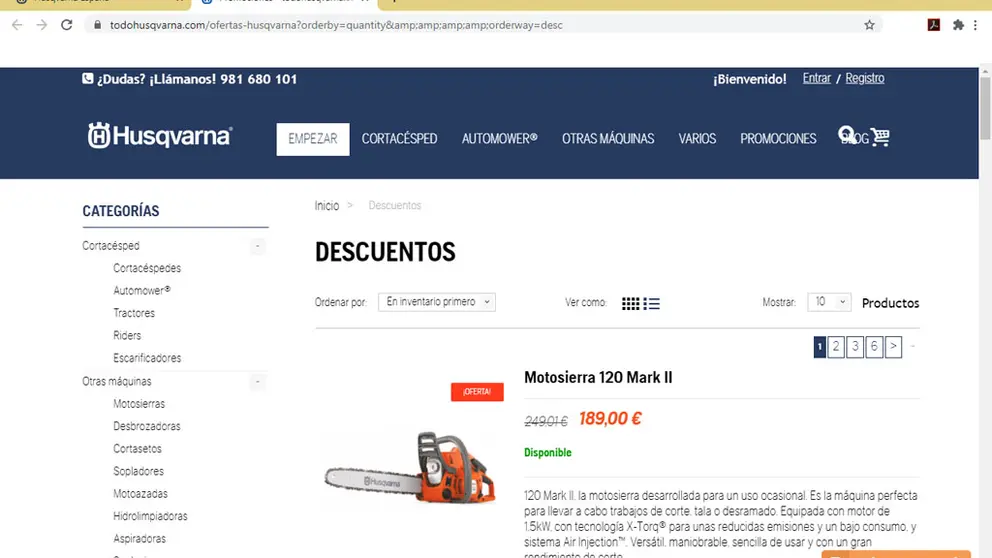Internaco es representante oficial de marcas como Husqvarna.