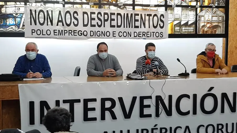 Rueda de prensa del comit&eacute; de empresa de Alu Ib&eacute;rica A Coru&ntilde;a./FACEBOOK CCOO ALU IB&Eacute;RICA.