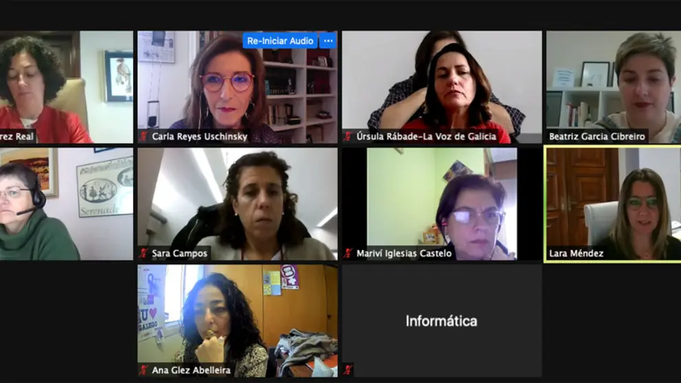 Integrantes de la directiva de Executivas en su reuni&oacute;n online con la alcaldesa de Lugo.