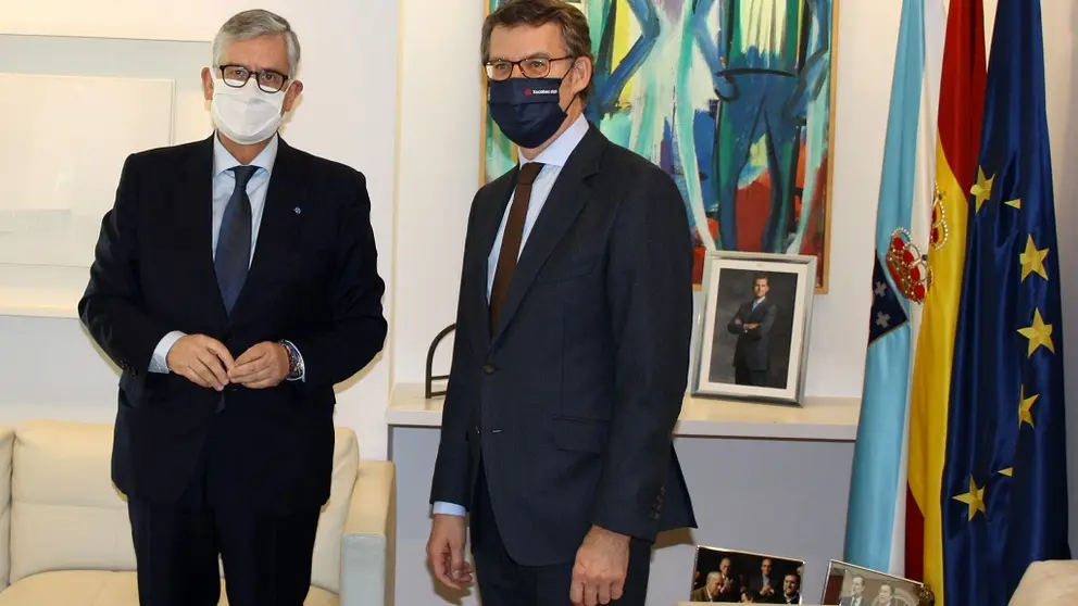 Juan Manuel Vieites, presidente de la CEG, fue recibido por el presidente de la Xunta de Galicia, Alberto N&uacute;&ntilde;ez Feij&oacute;o.