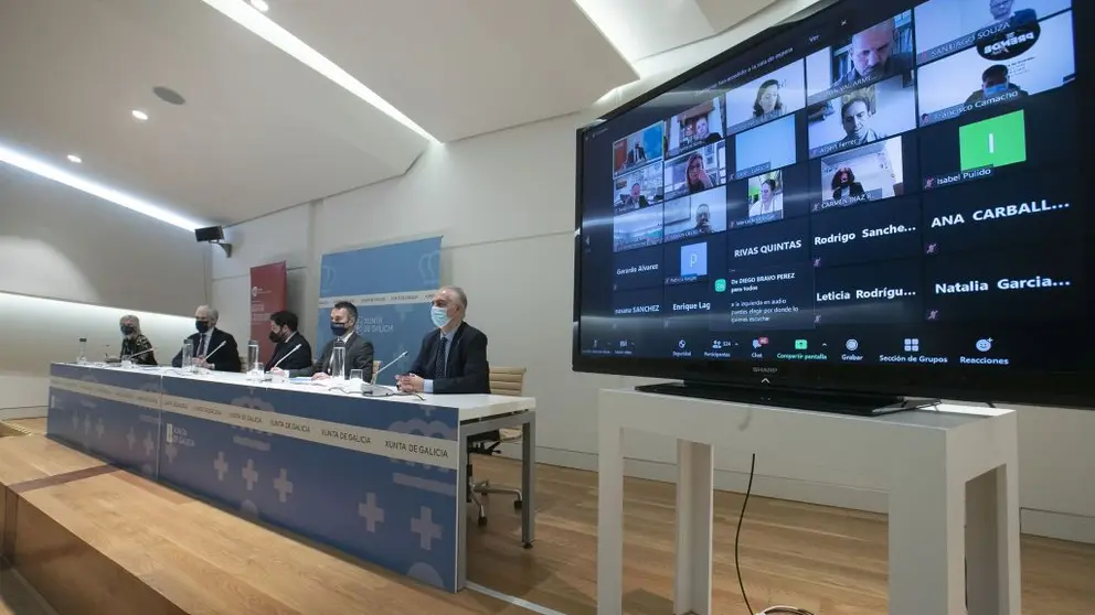 Los representantes de la Administraci&oacute;n gallega, en el webinar organizado por AJE Galicia./C.PAZ.