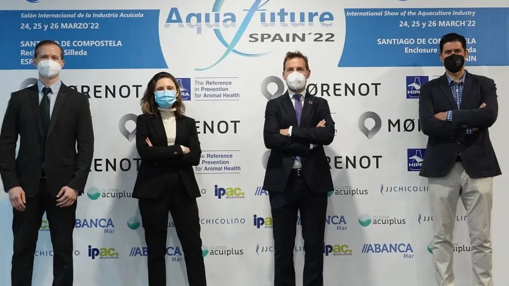 Ricardo Dur&aacute;n, &Aacute;ngela Debenedetti, Juan Lij&oacute; y Jes&uacute;s Fraga, en la presentaci&oacute;n de Aquafuture Spain'22.