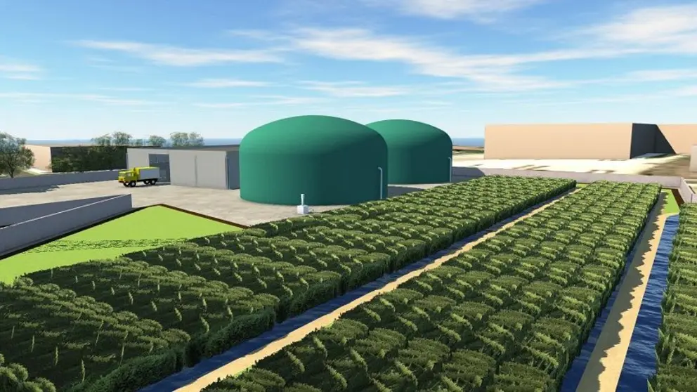 Proyecci&oacute;n tridimensional de la planta RIAZOR, en el pol&iacute;gono de O Ceao (Lugo).