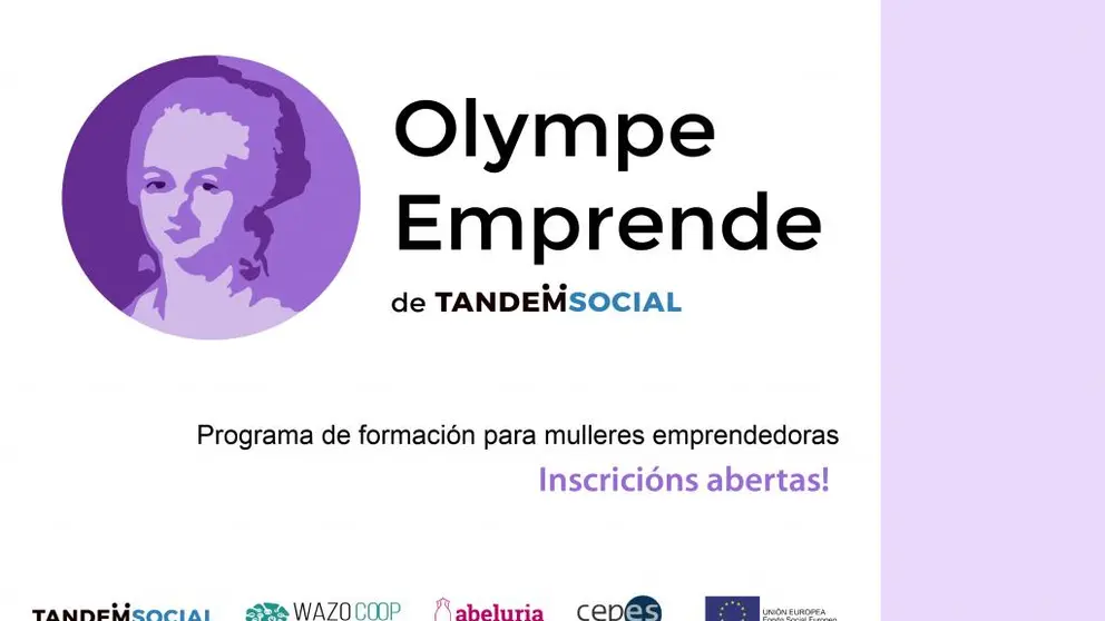 Tandem Social, Abeluria e Wazo Coop convocan o programa Olympe Emprende.