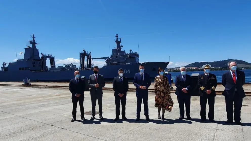 Autoridades en la despedida del buque &lsquo;Stalwart&rsquo; desde el astillero de Navantia R&iacute;a de Ferrol/WEB NAVANTIA.