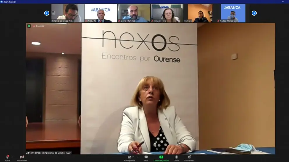 Marisol Novoa, presidenta de la Confederaci&oacute;n Empresarial de Ourense, en la jornada online dedicada al arbitraje mercantil.