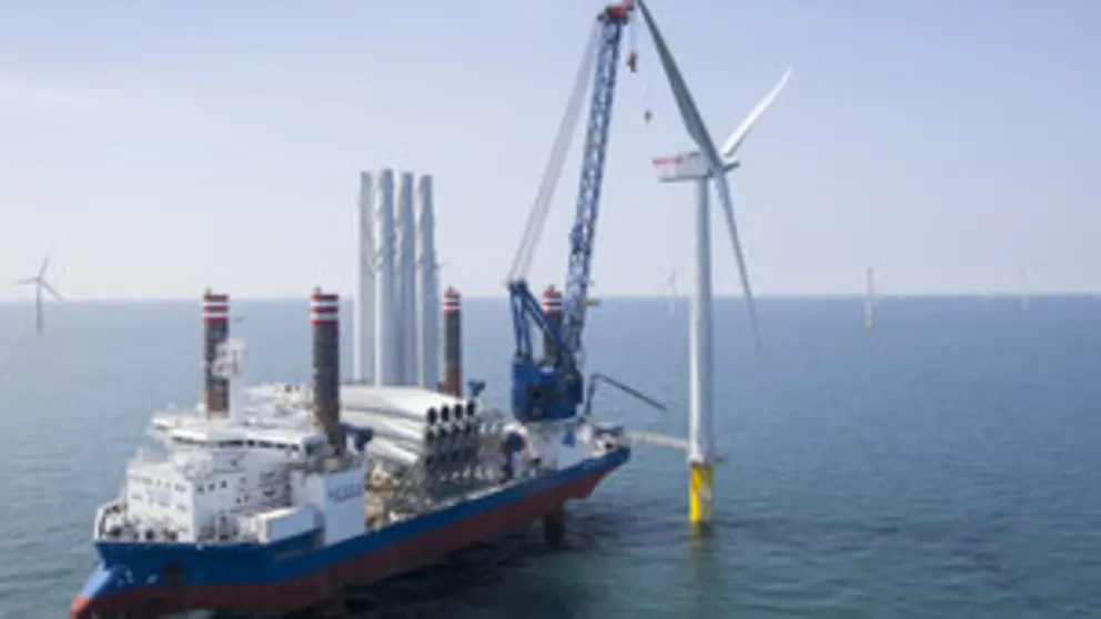 Construcci&oacute;n del parque e&oacute;lico marino de West of Duddon Sands./IBERDROLA.