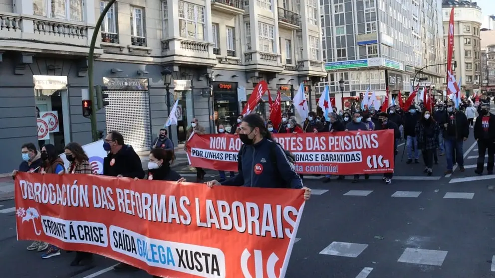 Mobilizaci&oacute;n contra a reforma laboral do pasado 30 de xaneiro na Coru&ntilde;a./WEB CIG.
