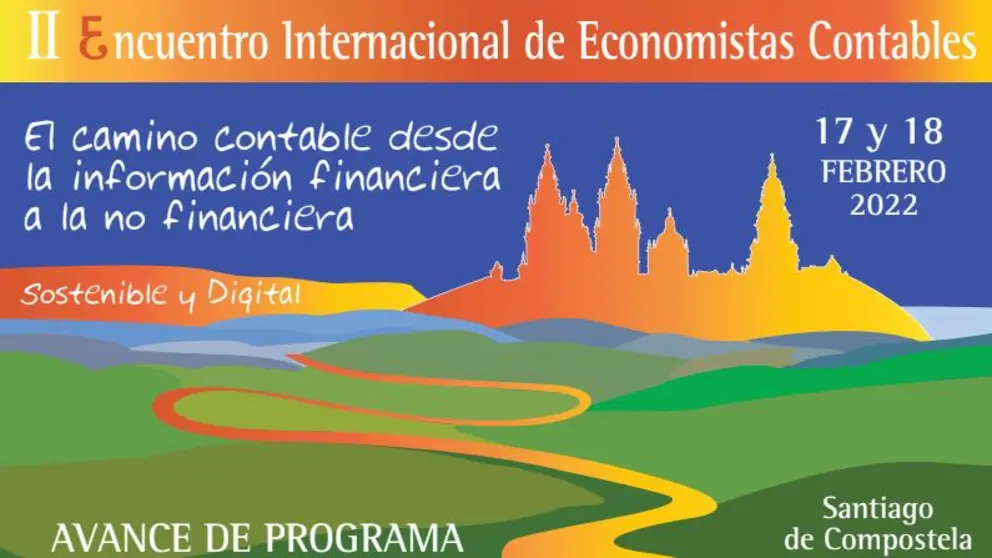 Cartel del rograma del II Encuentro Internacional de Economistas Contables que tendr&aacute; lugar en Santiago de Compostela.