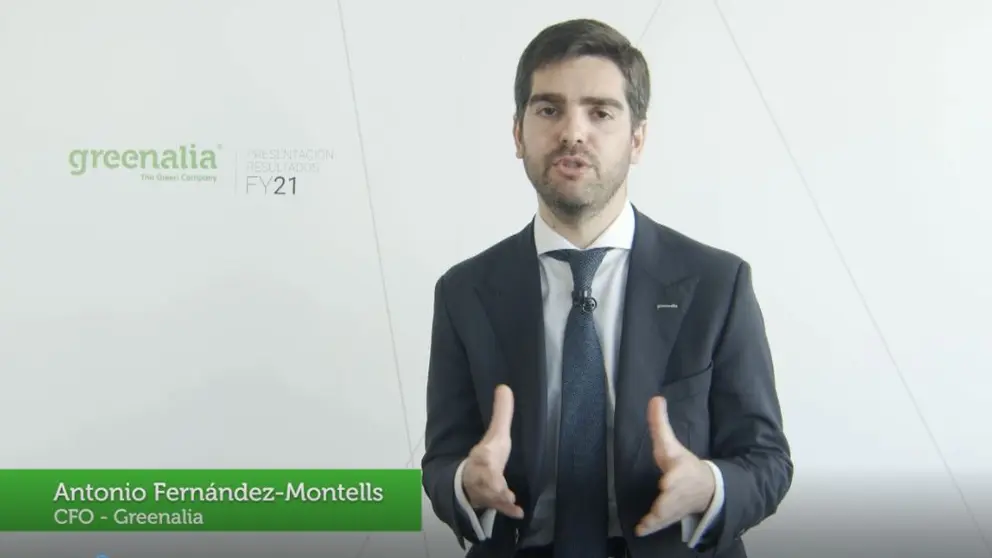 Antonio Fern&aacute;ndez-Montells, CFO de Greenalia, en su comunicaci&oacute;n de resultados de 2021 al mercado./GREENALIA.