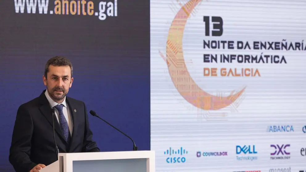 O presidente do CPEIG, Fernando Su&aacute;rez, na celebraci&oacute;n da 13&ordf; Noite da Enxe&ntilde;er&iacute;a en Inform&aacute;tica de Galicia.