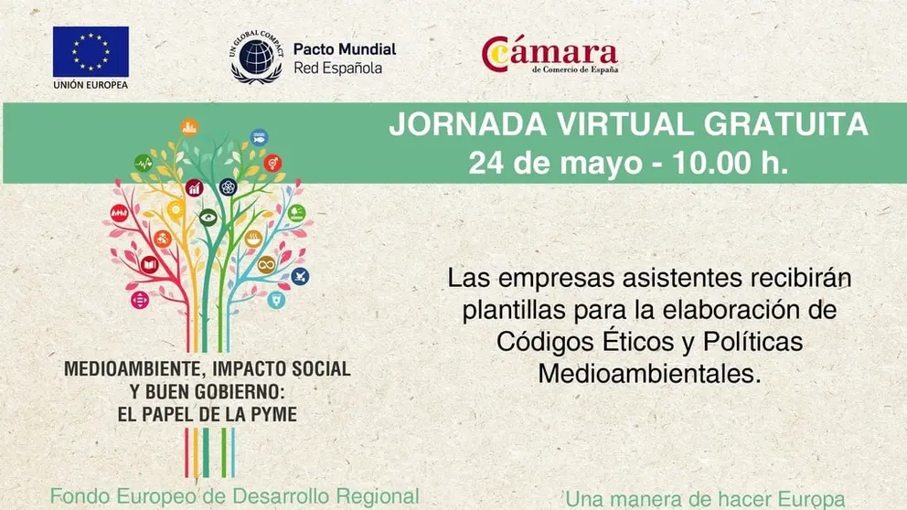 Banner de la jornada &ldquo;Medioambiente, impacto social y buen gobierno. El papel de la pyme&rdquo;.