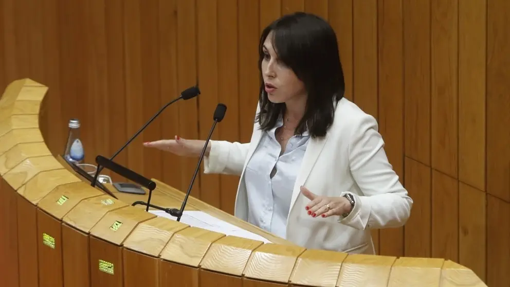La conselleira de Promoci&oacute;n do Emprego e Igualdade, Mar&iacute;a Jes&uacute;s Lorenzana, en el Parlamento de Galicia.