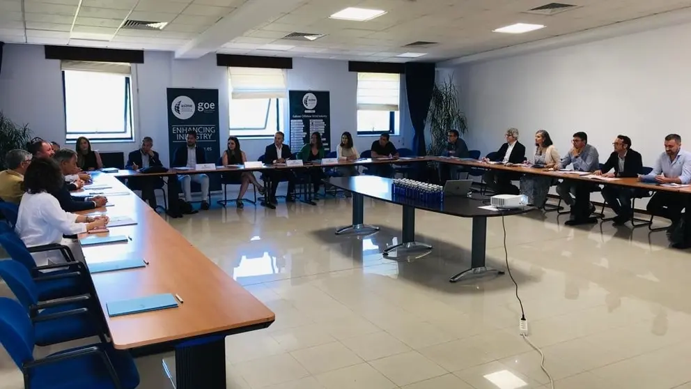 Representanets de GOE-Asime, que integra empresas, puertos e instituciones clave relacionadas con la e&oacute;lica marina en Galicia, en la reuni&oacute;n de Ferrol.