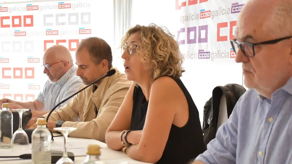 Amelia P&eacute;rez, secretaria xeral de CCOO Galicia, na inauguraci&oacute;n da xornada sobre econom&iacute;a circular.