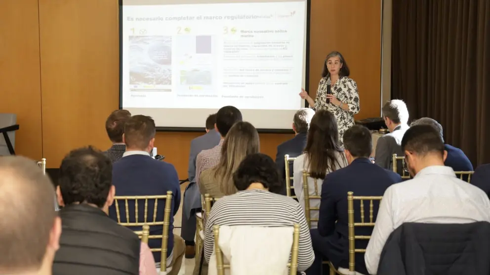Mar&iacute;a Landeira, delegada de renovables de Galicia de Naturgy, en un momento de la jornada organizada por Cluergal.