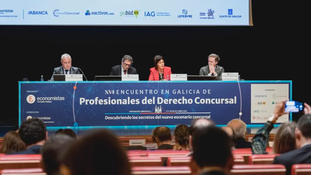 Los ponentes Juan Carlos Robles D&iacute;az, Marcos Berm&uacute;dez &Aacute;vila, Nuria Fachal Noguer y Ram&oacute;n Juega Cuesta, en el Congreso de Profesionales del Derecho Concursal.