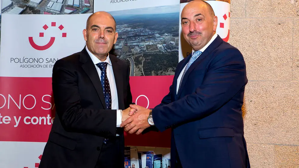 Lorenzo Amor, vicepresidente de la CEOE y presidente de ATA, junto a J Rodr&iacute;guez Araujo, presidente Asociaci&oacute;n Empresarios Pol&iacute;gono San Cibrao.