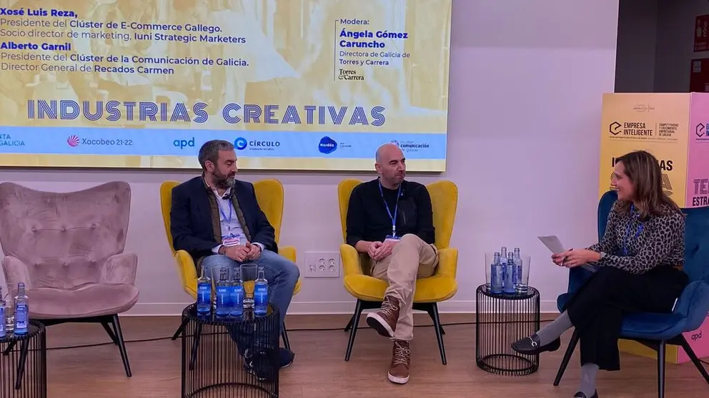 Jos&eacute; Luis Reza, Alberto Garnil y Pablo Campos en un momento del encuentro celebrado en Nord&eacute;s Club Empresarial.