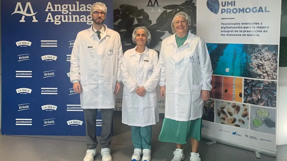Roberto Alonso, secretario general de Anfaco, Patricia Argerey, directora de Gain, y Lina Solla, de Aguinamar.