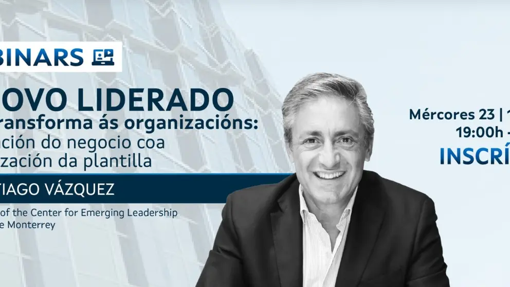 Santiago V&aacute;zquez imparte el webinario sobre "El nuevo liderazgo que transforma las organizaciones".