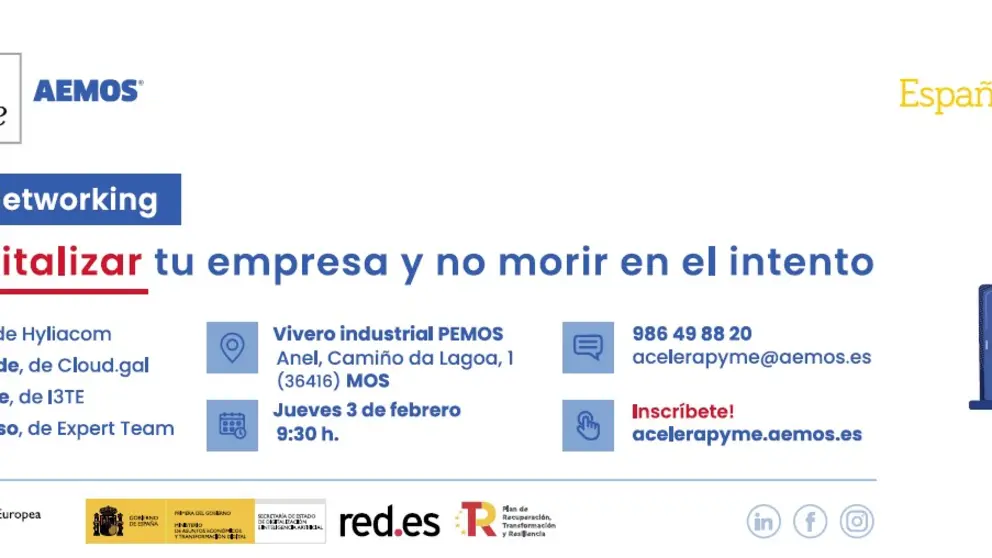 La Oficina Acelera Pyme Rural de AEMOS organiza este desayuno networking.