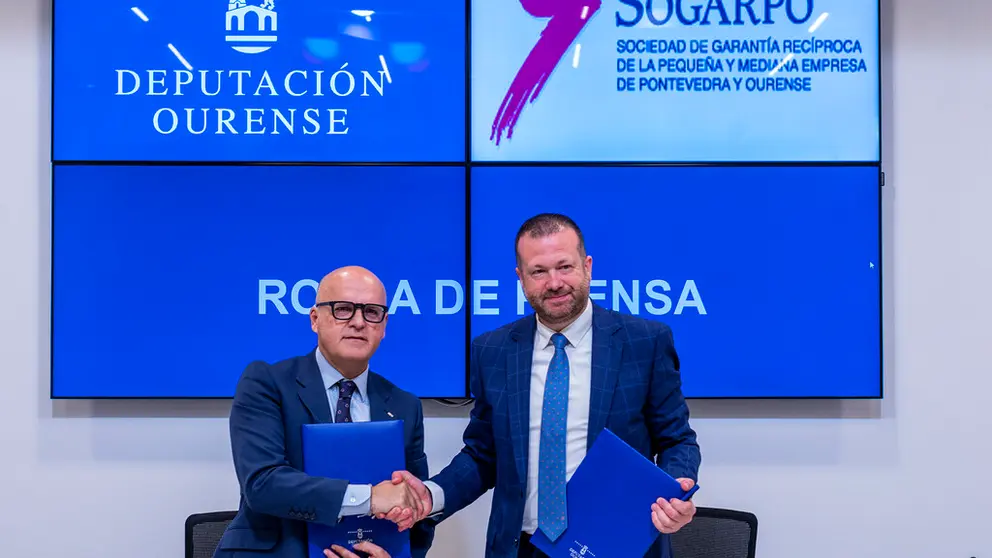 Manuel Baltar, presidente da Deputaci&oacute;n de Ourense, e Artur Yuste, presidente de Sogarpo./A.PAZ.