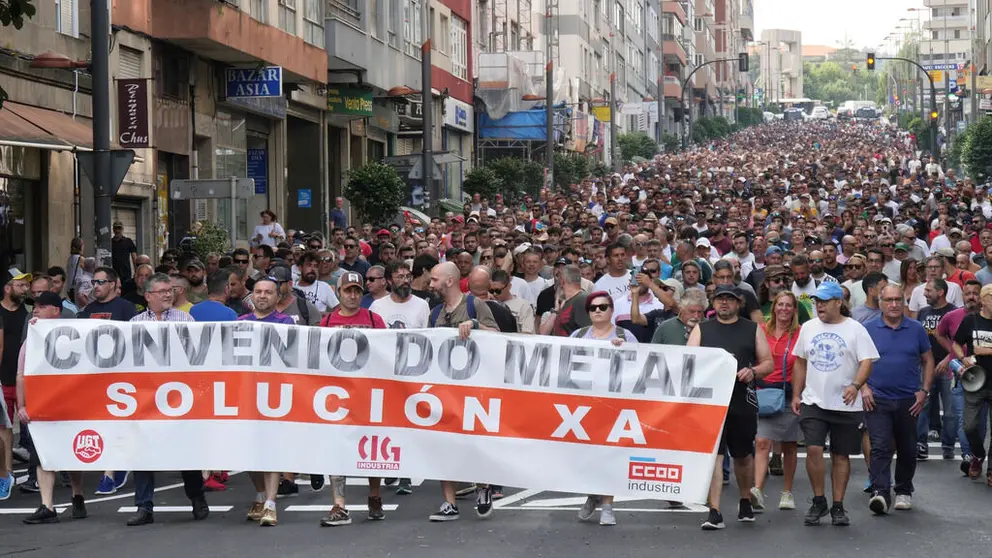 Manifestaci&oacute;n de trabajadores del sector metal en Vigo./CIG.