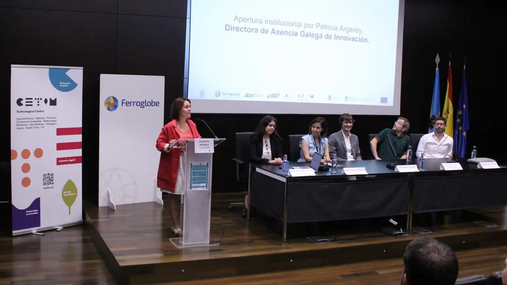 La directora de Gain, Patricia Argerey, en su intervenci&oacute;n en el evento de difusi&oacute;n de resultados del proyecto ECO-SMART BATT.